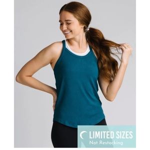 Zyia Aegean Blue Ribbed Daphne Tank size L